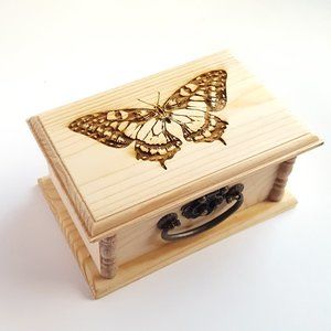 Butterfly Latched Wooden Storage Box